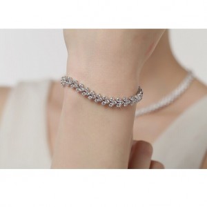 Diamond Cut Cubic Zirconia 18K Gold Plated Bracelet